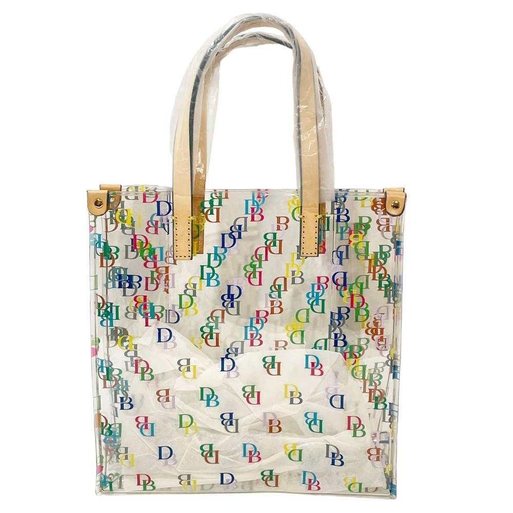 Dooney & Bourke Vintage Clear DB Monogram Multi-color Small Tote Shoulder Bag - Picture 1 of 3